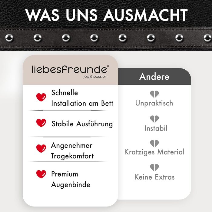 Набір для бондейжу Liebesfreunde® з кріпленнями для ліжка, наручниками та маскою для очей - BDSM для пар | Стабільний набір для сексуальних ігор
