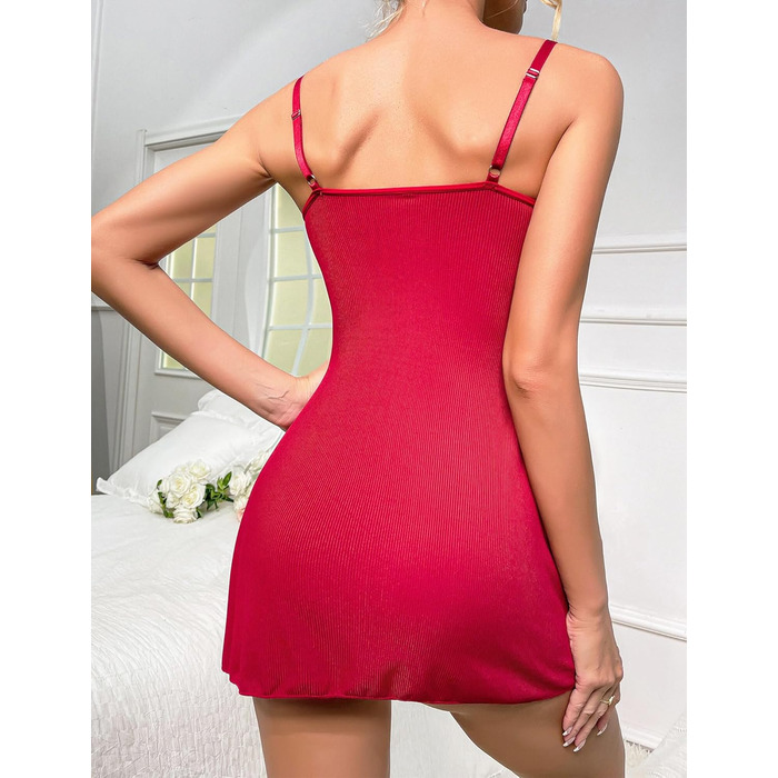 Нічна сорочка-бабідол для жінок Panegy з вирізами та мереживом (червона, розмір M)