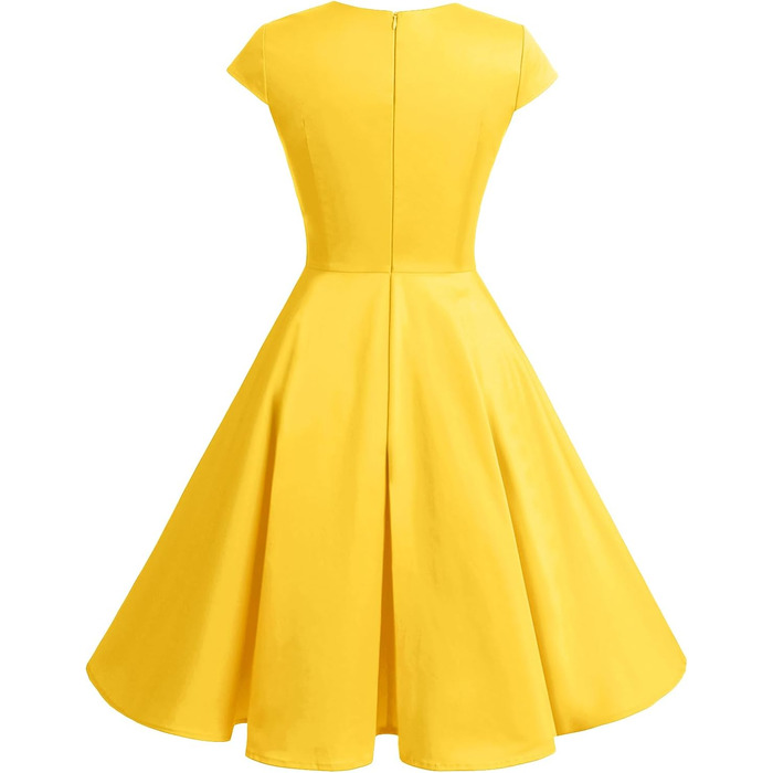 Сукня вінтаж Bbonlinedress 1950-х років ретро коктейльна Rockabilly з V-подібним вирізом, жовта, розмір L