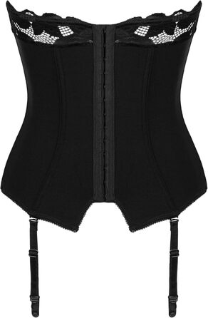 Корсет жіночий Obsessive Editya I з еластичного матеріалу I вертикальні банти I регульований та знімний стрінг I чорний M-L