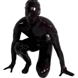 Чоловічий боді з еластичної шкіри (латексу) YZPNBW, чорний, для еротичних вечірок та SM-вечірок