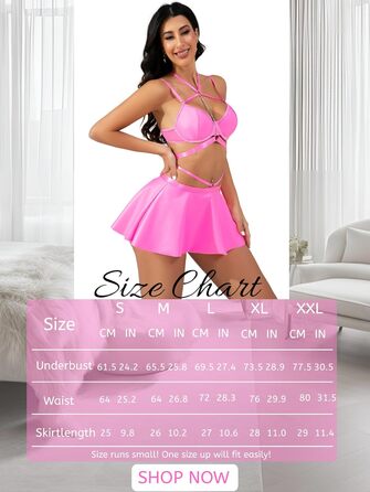 Костюм Evelife Daen: Сукня з еластичної шкіри, бюстгальтер Push Up, сет для вечірок та клубів (Рожевий, M)