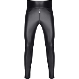 Чоловічі легінси з ефектом мокрого блиску, чорні, висока талія, з блискавкою спереду та ззаду, скінні, еластичні. Розмір L, чорний колір