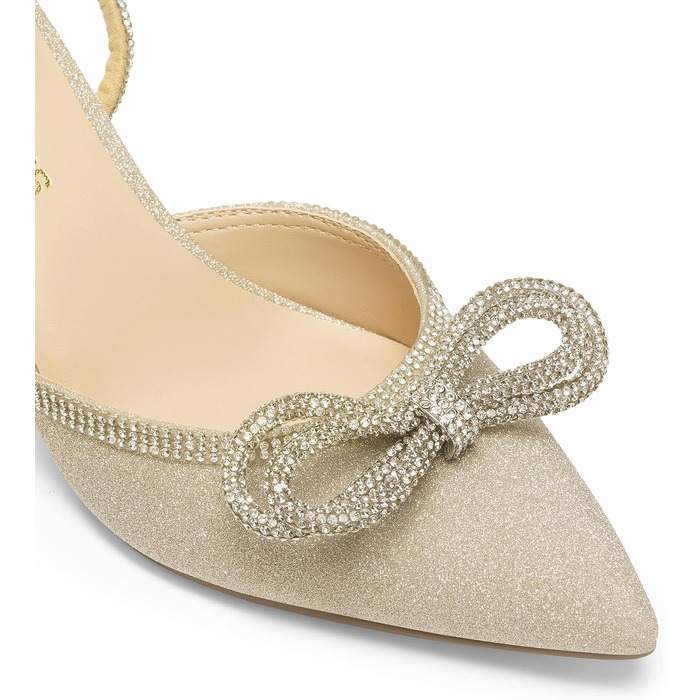 Жіночі туфлі з низьким каблуком Kitten Heels DREAM PAIRS з декором у вигляді банта зі стразами, золотисті, розмір 40 EU