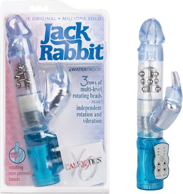 Вібратор Jack Rabbit з стимуляцією клітора, водонепроникний, блакитні плаваючі перлини