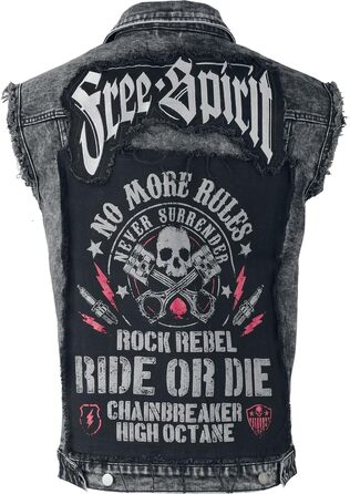 Чоловічий жилет Rock Rebel by EMP чорного кольору з ефектом Acid-Wash, розмір S