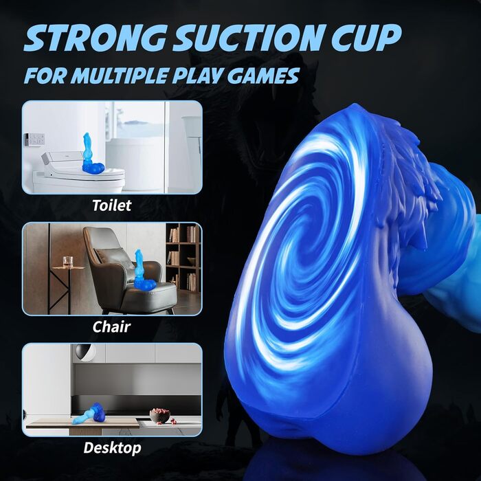 Анальний дildo Nothosaur з платинового силікону, 24 см, з присоскою, синій, XL - для чоловіків та жінок