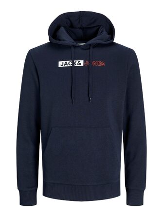 Чоловічий теплий худі з принтом JACK & JONES Basic JJEOGO, колір Dusty Olive (великі розміри 8XL)