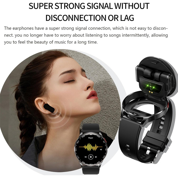 Смарт-годинник з Bluetooth-навушниками 2-в-1, фітнес-трекер з екраном 1.39