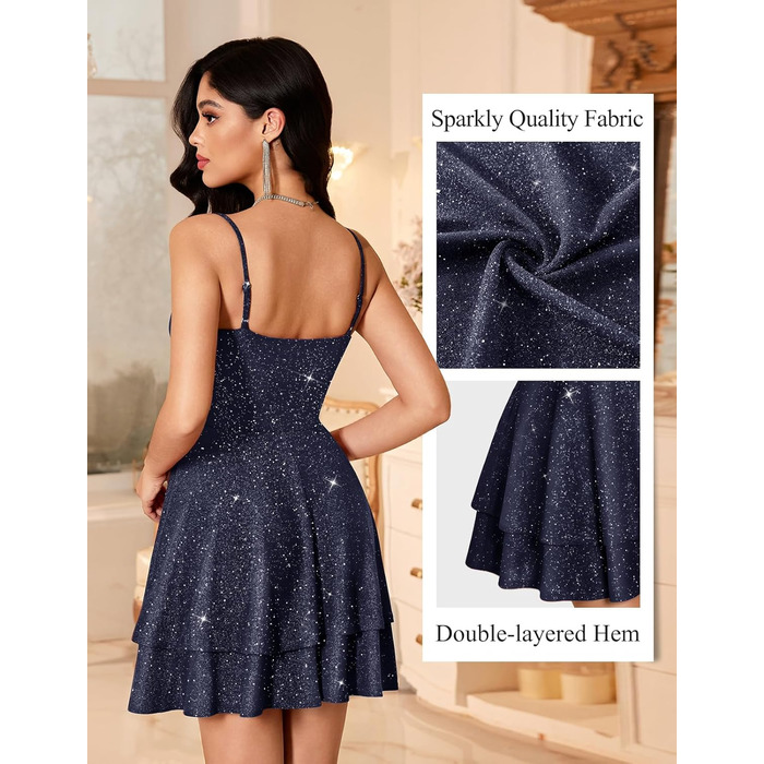 Сукня вечірня для підлітків Meetjen, на тонких бретелях, для коктейльної вечірки, з V-подібним вирізом, силует А, сукня випускна S Navy