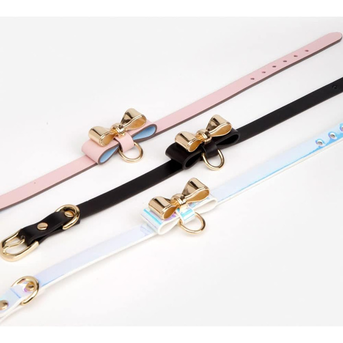 Ошийник-нашийник SM з бантиком, регульований, рожевий (35-43 см)