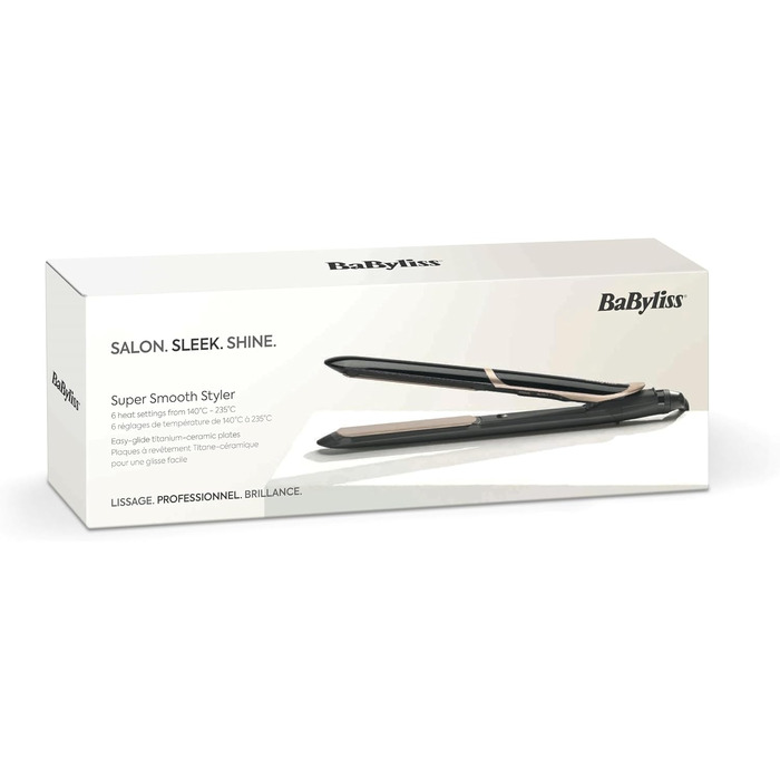 Випрямляч для волосся BaByliss Super Smooth ST393E з іонізацією Anti-Frizz, керамічними пластинами та регулюванням температури (140-235°C)