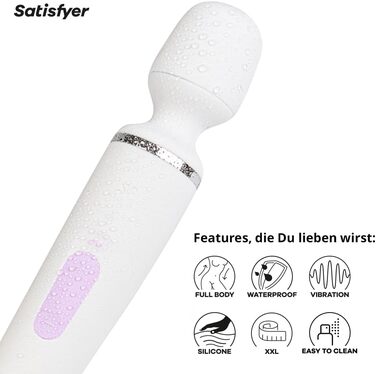 Satisfyer Wand-er Woman: Масажер-паличка з 50 режимами вібрації | Інтимні іграшки для жінок та чоловіків | Тихий та потужний вібратор для тіла | Білий колір