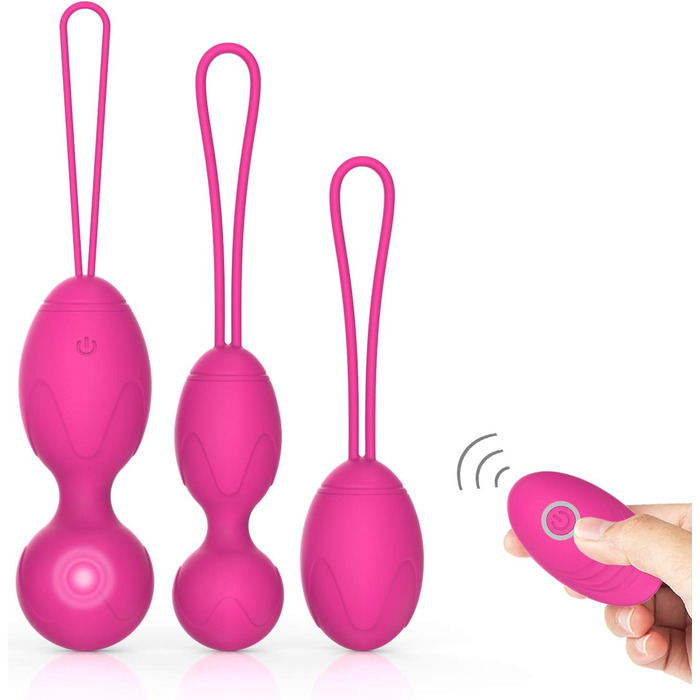Тренер для впрас для жінок для тренування м'язів тазу з пультом дистанційного керування, набір Кегеля, силіконові м'ячі для контролю сечовипускання та вправ для м'язів тазу (рожевий)