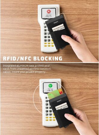 Чоловічий картхолдер VULKIT з RFID/NFC захистом, міні-гаманець для 5-7 карт та купюр, чорний