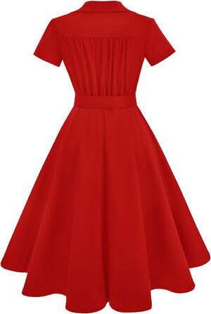 Сукня Rockabilly жіноча червона, міді, V-подібний виріз, коктейльна, вінтажна, для вечірки та весілля
