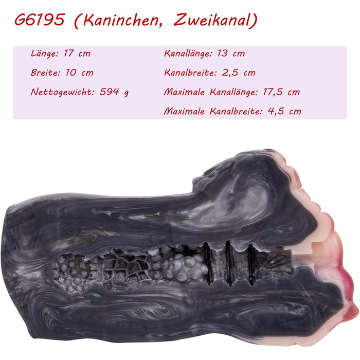 Реалістичний мастурбатор Seckoe Tier Taschenmuschi з анімальною вагіною та анальним тунелем (G6195, Кролик)
