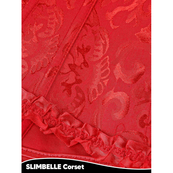Корсетний топ SLIMBELLE для повного бюсту: готичний корсет з мереживом та шнурівкою, бюстгальтер-корсет, Tanga (L, Бордовий)