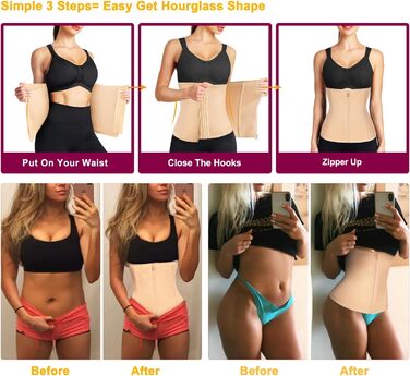 Корсет для фігури KUAYES: тренажер для талії, корсаж, пояс для схуднення, бежевий (XS)