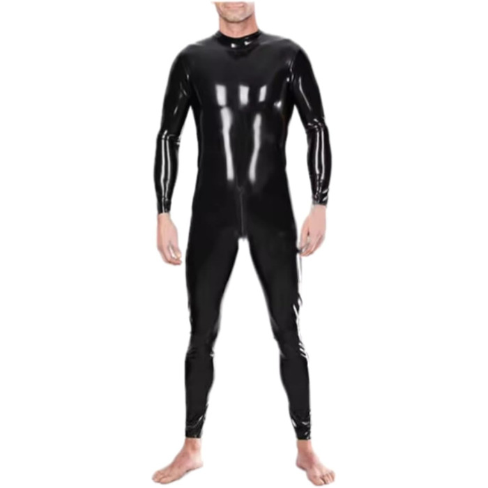 Чоловічі латексні штани Gaylop: чорний комбінезон з блискавкою, фетиш-боді, великі розміри, ручної роботи