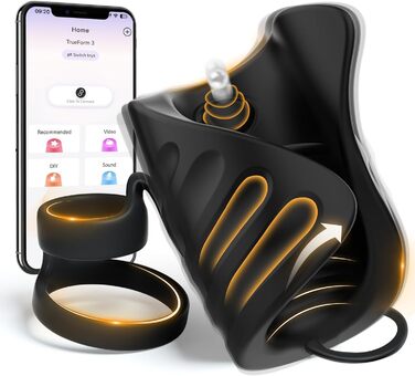 Мастубатор для пар з 9 вібраціями та APP-керуванням, преміум якість, чорний