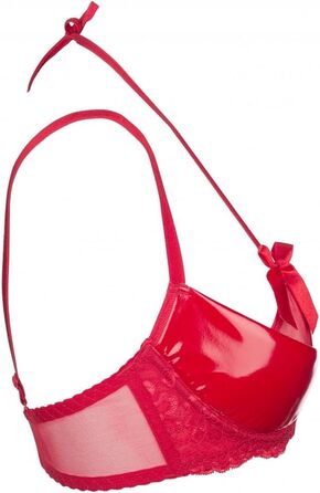 Axami V-6481 Rouge Hebe: Червоний жіночий комплект білизни з глянцевими чашками та бантиками, без бретелів, з боковими кісточками, преміум-якість, EU, 80D