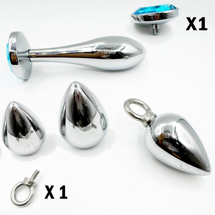 Анальний гачок ScreaAss з кільцем для пеніса, кільцем для яєчок та 4 анальними пробірками, набором для BDSM, металевий, срібний, 50 мм