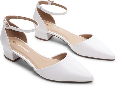 Жіночі туфлі-човники Dream Pairs на низьких підборах, білі, розмір 40.5 EU