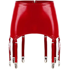 Жіночі стрічкоподібні стрічки для волосся, пояси, спідниці, шкіряні стрічки з металевими кліпсами, аксесуари для клубної моди, червоний колір, розмір 46