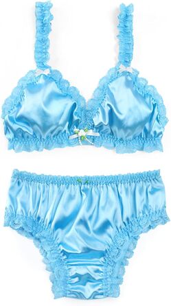 Набір спідньої білизни LittleForBig Sissy з мереживом та рюшами, блакитний, 4XL