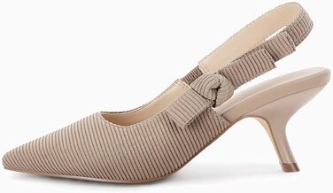 Жіночі туфлі-слингбеки Coutgo з гострим носком на низьких підборах (kitten heel), світло-кавовий колір, розмір 39 EU