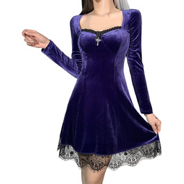 колір: сукня з довгими рукавами, фіолетова.