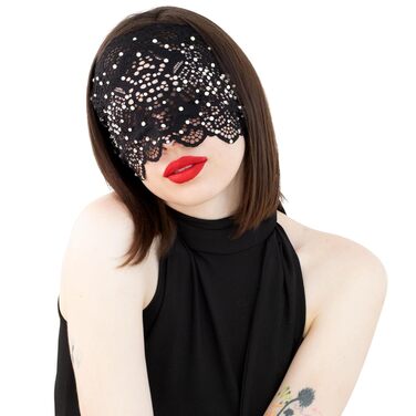 Чорна маска на обличчя з мереживом та стразами для жінок, елегантна венеціанська маска для маскараду, карнавалу, косплею, Хелловіну, Марді Гра, костюмованих вечірок (Чорний (Чіткі стрази))