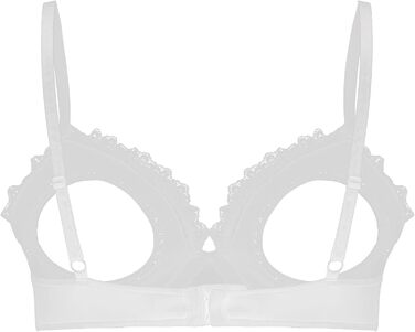 Жіночий бюстгальтер з відкритим декольте GRRKDFQ, мереживний, білий, розмір A XL