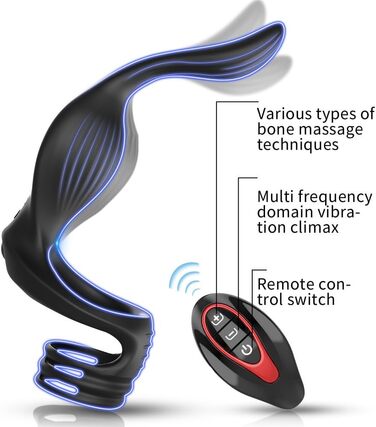 Масажер простати для чоловіків NAIXBTY з кільцем на пеніс та пультом керування, телескопічний вібратор, анальні вібратори, Butt Plug з 12 режимів вібрації та режимом штовхання. Іграшки для дорослих для чоловіків