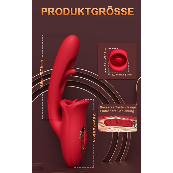 Вібратор для жінок G-Spot з 10 режимами стимуляції язичком, клітором та анального отвору - секс-іграшка для пар (RF14RD)