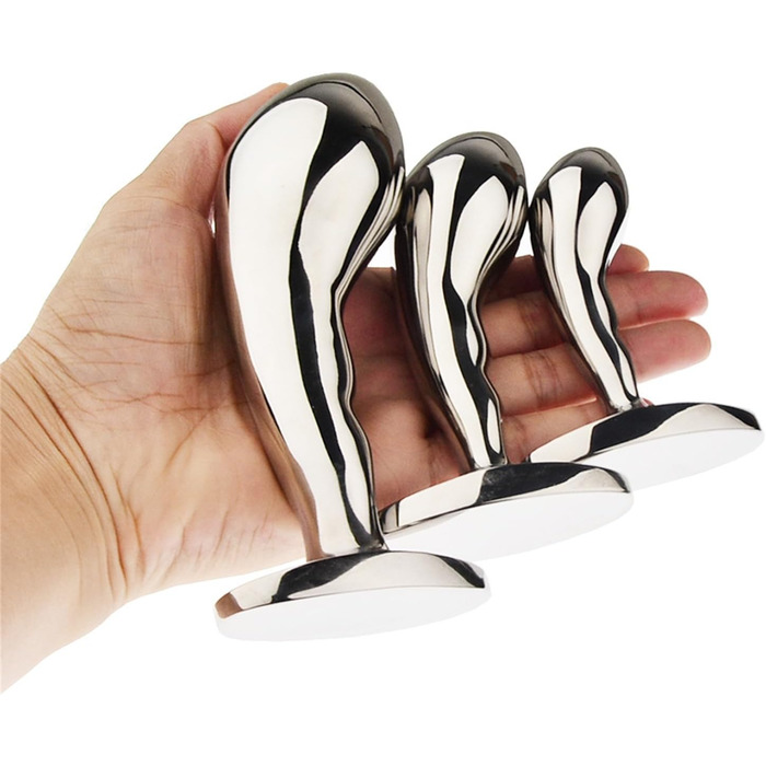 Анальний дildo з нержавіючої сталі, 3 розміри (S/M/L), вигнутий, для чоловіків та жінок, анальний масажер, SM іграшка, сріблястий