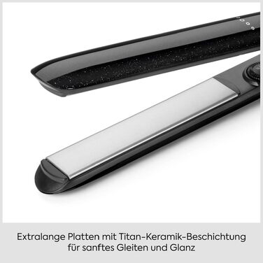 Випрямляч для волосся BaByliss Midnight Shine ST590E з титано-керамічними пластинами, 13 рівнів температури (170–235°C), подовжені пластини, ефект анти-фриз, чорний