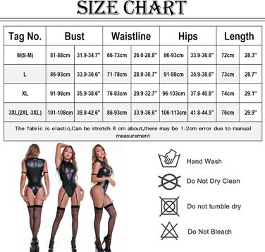 SEAUR Костюм боді з лакованої шкіри для жінок, чорний, розмір 42-44, з панчішпоходами