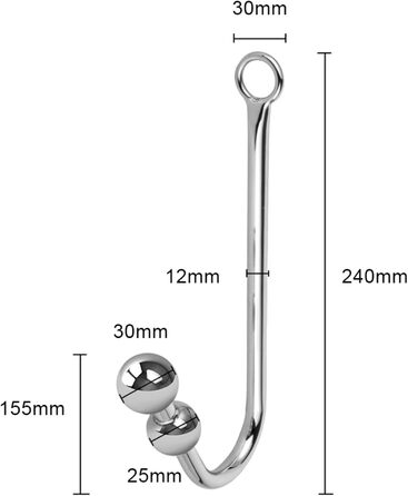 Анальний пробка з гачком, нержавіюча сталь, анальні кульки, масажер простати для чоловіків та жінок, іграшки для дорослих (2 кульки)