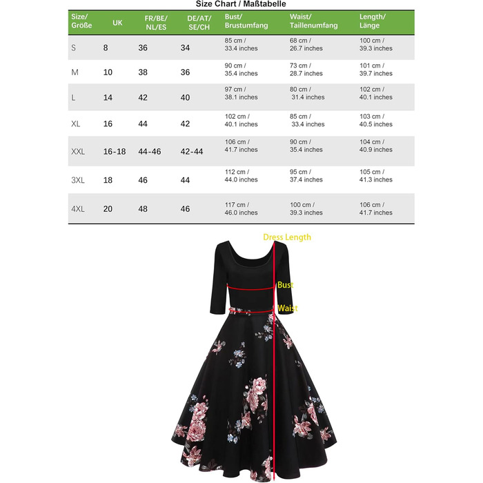 Сукня жіноча AXOE у стилі 60-х, Rockabilly, рукав 3/4, колір 4, розмір L