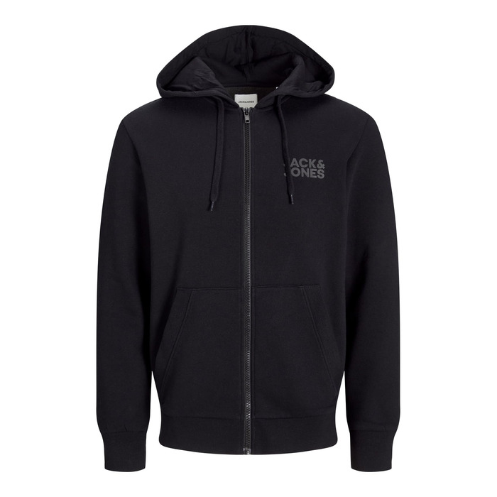 Чоловіча толстовка-худі на блискавці Jack & Jones Jjecorp Logo Sweat Zip Hood, чорна, розмір L