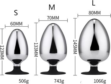 Анальний плаг GeRRiT з нержавіючої сталі, еліптичної форми, для масажу простати та стимуляції, унісекс (S)