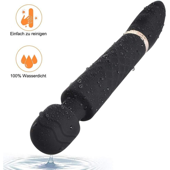 Масажер вібраційний Doppelkopf для тіла та зони G, чорний. Водонепроникний масажер-стимулятор з подвійним мотором