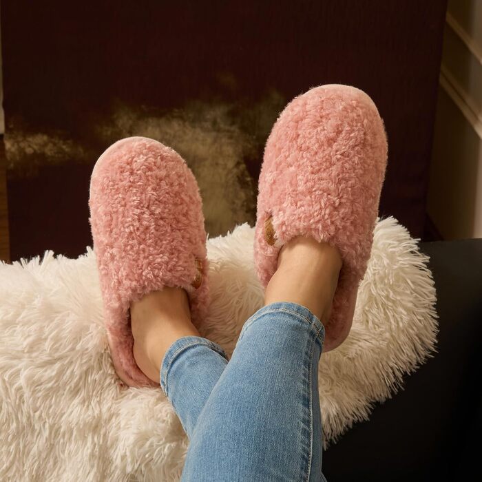 Жіночі зимові капці Hausschuhe з ефектом пам'яті (Memory Foam), теплі та пухнасті, рожеві (розмір 38.5/40 EU)