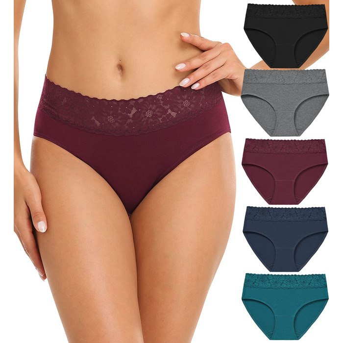Сліпекс жіночі труси Wealurre з бавовни, мереживо, 5 шт. XL, темно-кольорові