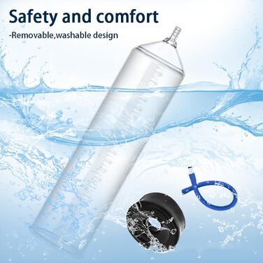 Ручна вакуумна помпа для збільшення пеніса NAIXBTY для чоловіків з 3 силіконовими кільцями, манометром та зручним ручним захватом