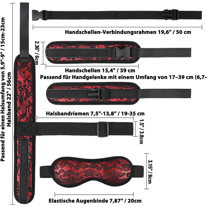 Набір для БДСМ: наручники, пов'язка на очі, стрічки, нашийник, ремінці для зап'ястя. Ідеально для пар, екстремальних ігор та косплею. 5 предметів