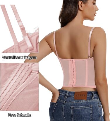 Корсетний топ для жінок з повним бюстом, корсаж з бретелями, сексуальний топ-кроп (Рожевий, XL)