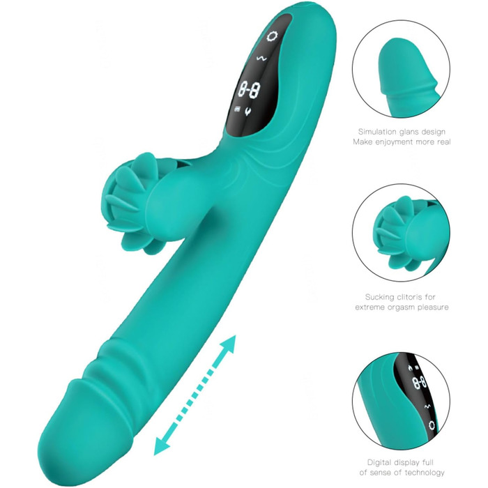 Вібратор для жінок з 9 функціями, нагріванням та стимуляцією G-точки (Rabbit) - зелений